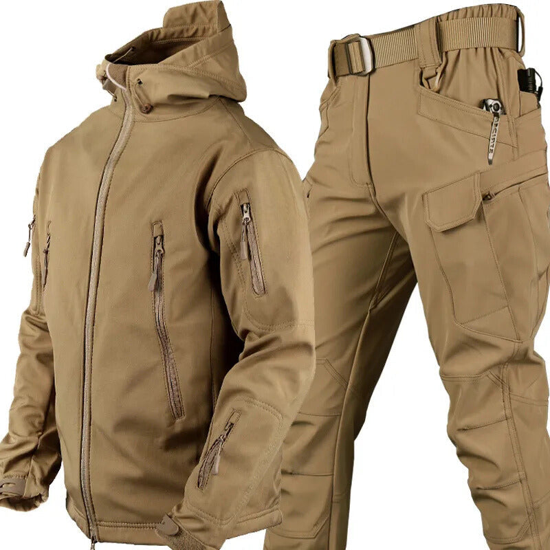 Unisex Waterproof and Windproof Fleece-Lined Outdoor Set