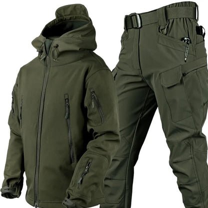 Unisex Waterproof and Windproof Fleece-Lined Outdoor Set