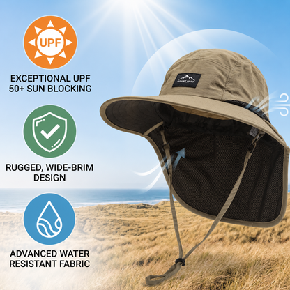 UPF 50 Sun Protection Hat with Neck Flap