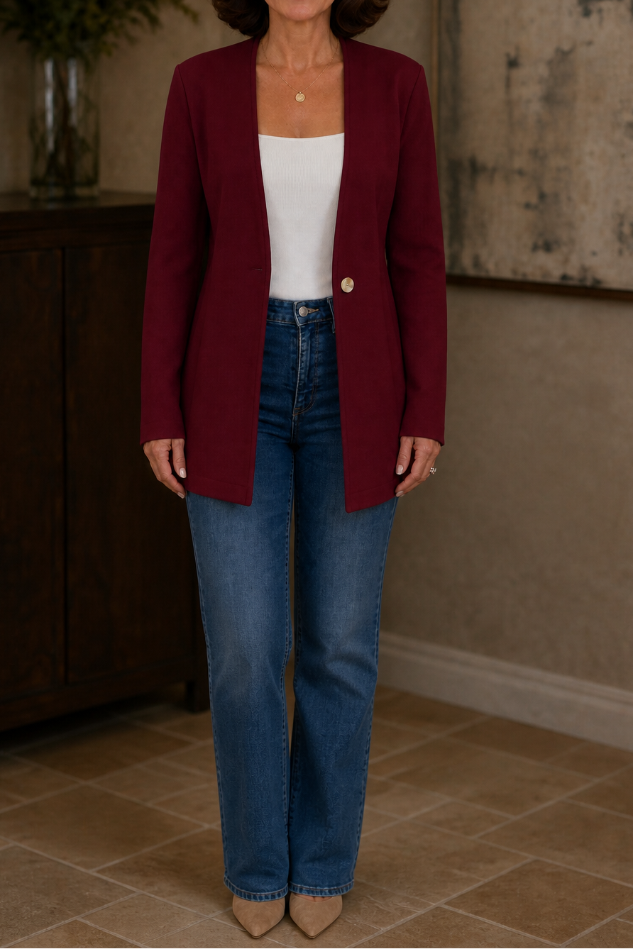V-Neck Single-Button A-Line Blazer