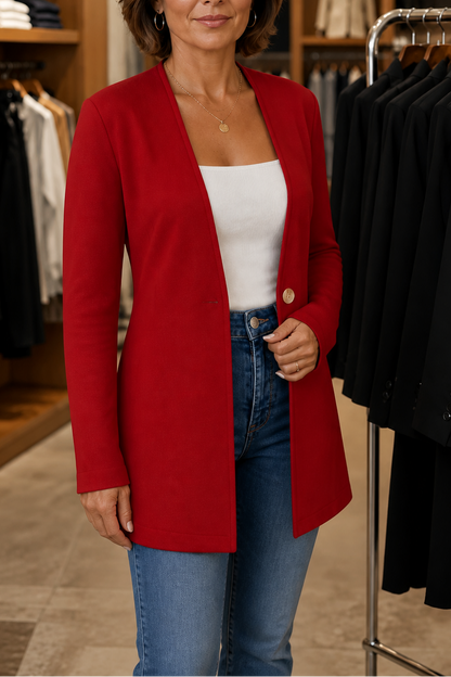 V-Neck Single-Button A-Line Blazer