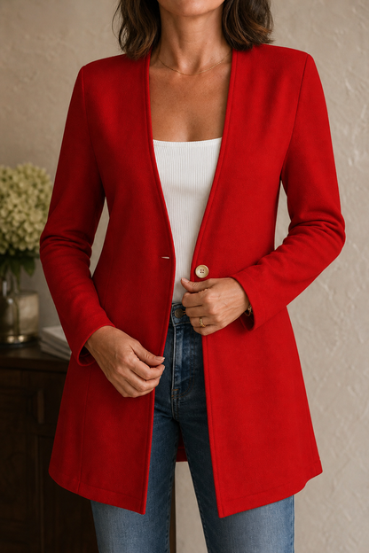V-Neck Single-Button A-Line Blazer