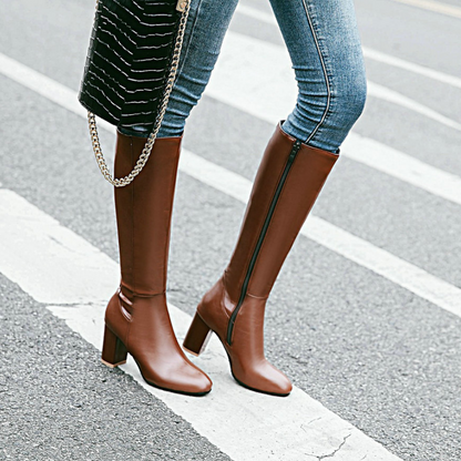 Vegan Leather Boots with Zipper