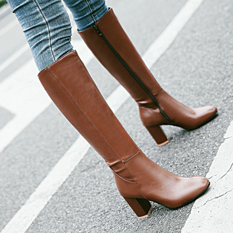 Vegan Leather Boots with Zipper