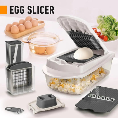 Vegetable Slicer | Dicing, Slicing and Grating | Catch Container & Safety Holder
