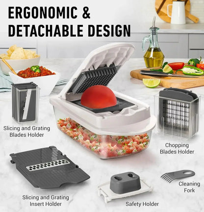 Vegetable Slicer | Dicing, Slicing and Grating | Catch Container & Safety Holder