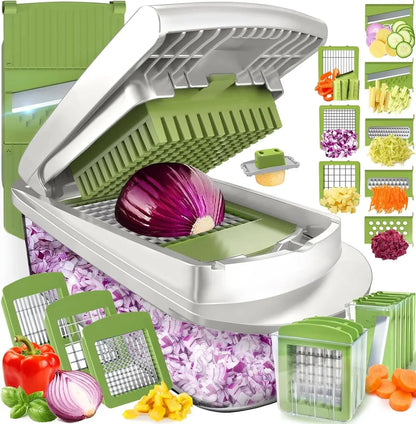 Vegetable Slicer | Dicing, Slicing and Grating | Catch Container & Safety Holder