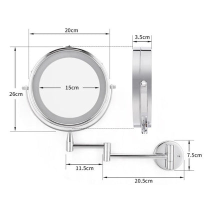 Wall-Mounted Dual-Arm LED Makeup Mirror with 1X & 7X Magnification