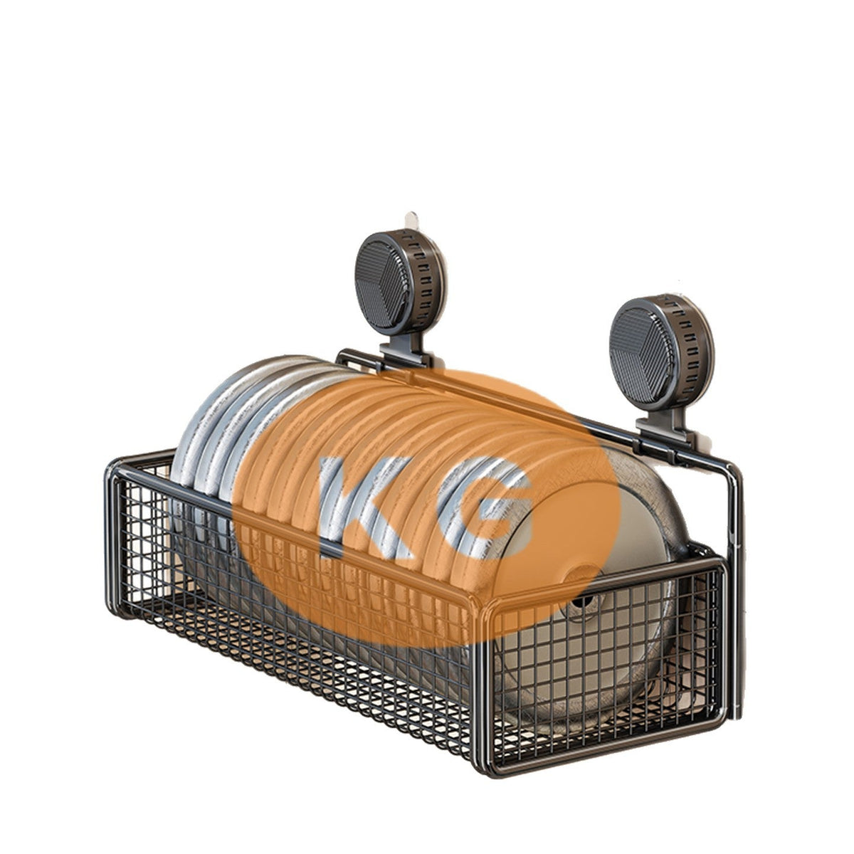 Wall-Mounted Suction Mesh Produce Storage Basket Set with Two-Tier Adjustable Rack