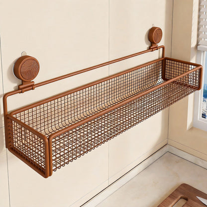 Wall-Mounted Suction Mesh Produce Storage Basket Set with Two-Tier Adjustable Rack