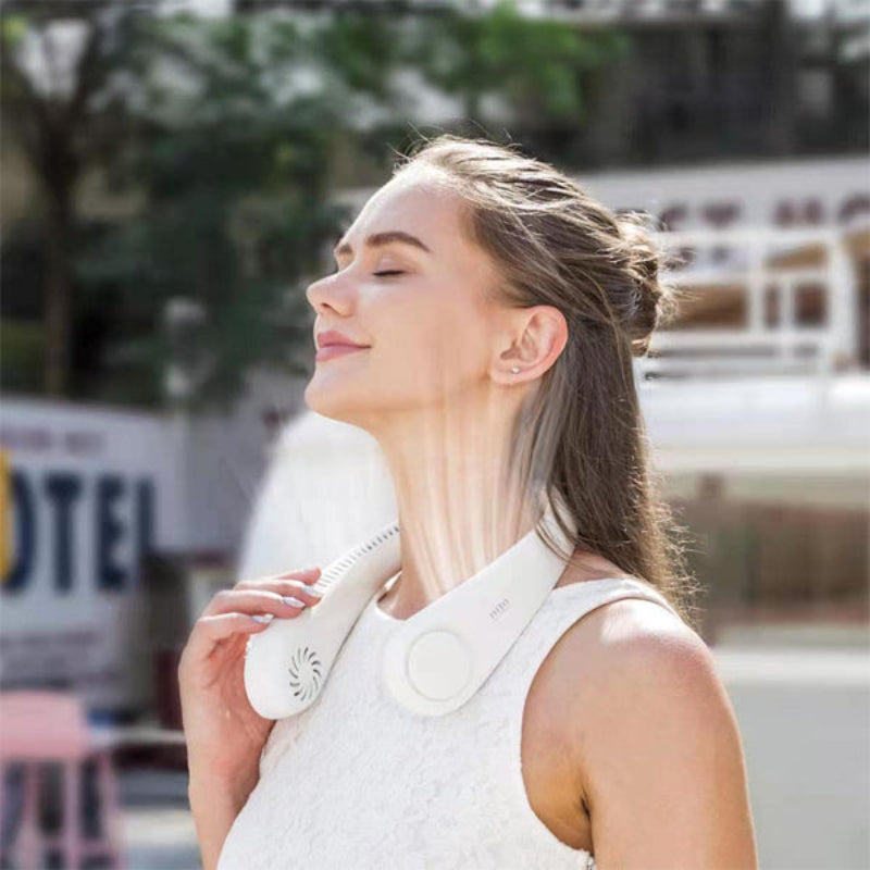 Wearable Neck Fan - Bladeless 360° Cooling, Hands-Free Rechargeable