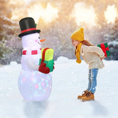 Weatherproof Inflatable Christmas Snowman Outdoor Yard Decoration with Rotating LED Lights
