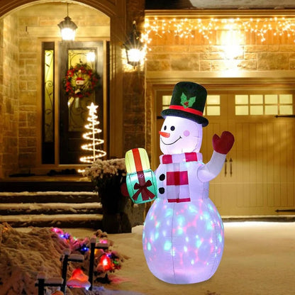 Weatherproof Inflatable Christmas Snowman Outdoor Yard Decoration with Rotating LED Lights