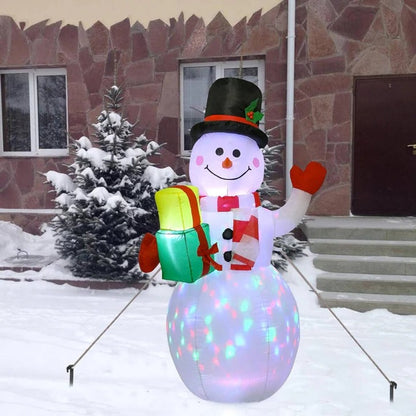 Weatherproof Inflatable Christmas Snowman Outdoor Yard Decoration with Rotating LED Lights