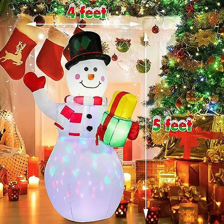 Weatherproof Inflatable Christmas Snowman Outdoor Yard Decoration with Rotating LED Lights