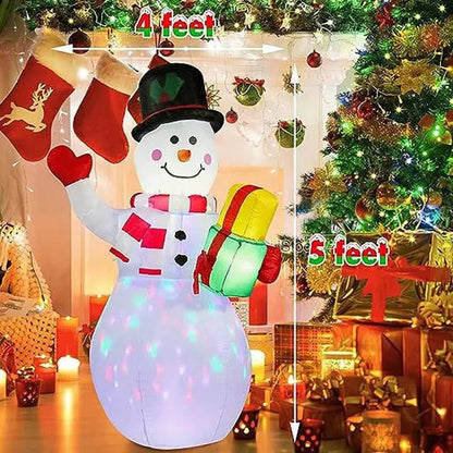 Weatherproof Inflatable Christmas Snowman Outdoor Yard Decoration with Rotating LED Lights
