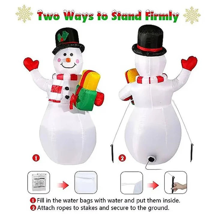 Weatherproof Inflatable Christmas Snowman Outdoor Yard Decoration with Rotating LED Lights