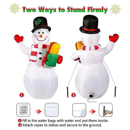 Weatherproof Inflatable Christmas Snowman Outdoor Yard Decoration with Rotating LED Lights