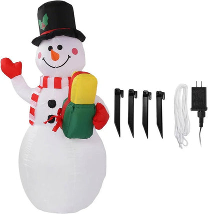Weatherproof Inflatable Christmas Snowman Outdoor Yard Decoration with Rotating LED Lights