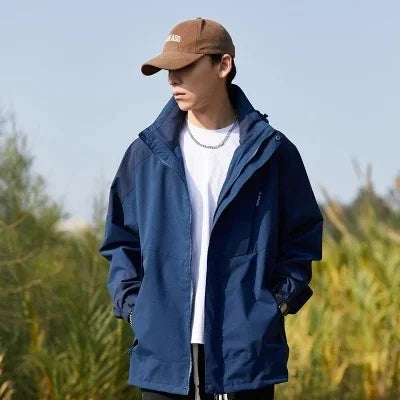 Windproof Waterproof Windbreaker Jacket with Detachable Hood