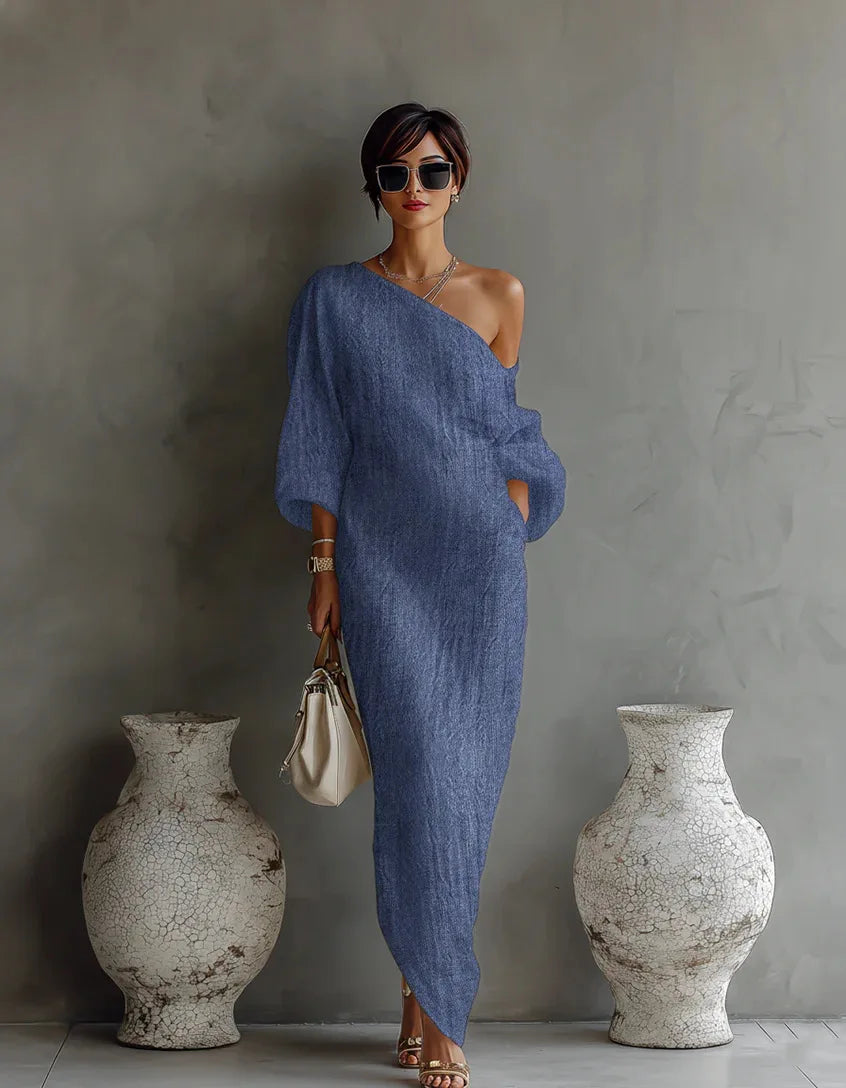 Women's Asymmetrical Linen Maxi Dress