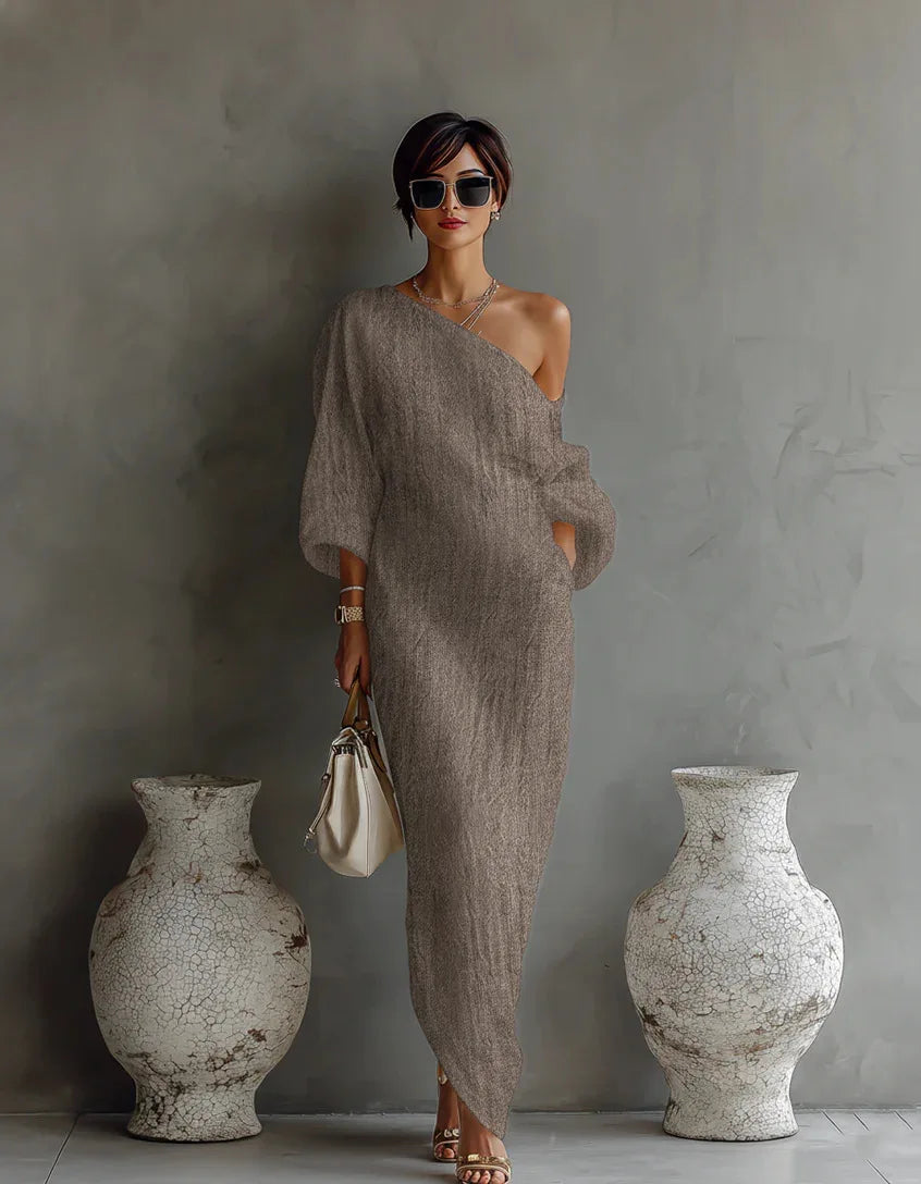 Women's Asymmetrical Linen Maxi Dress