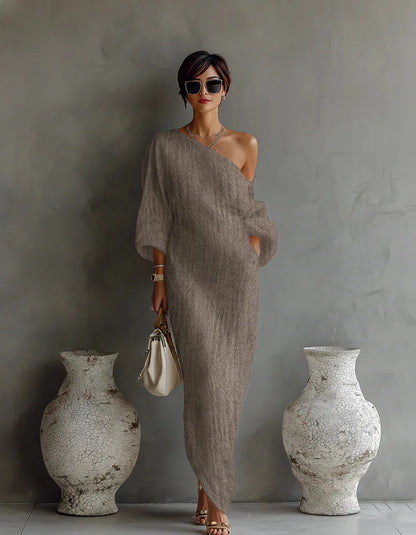 Women's Asymmetrical Linen Maxi Dress