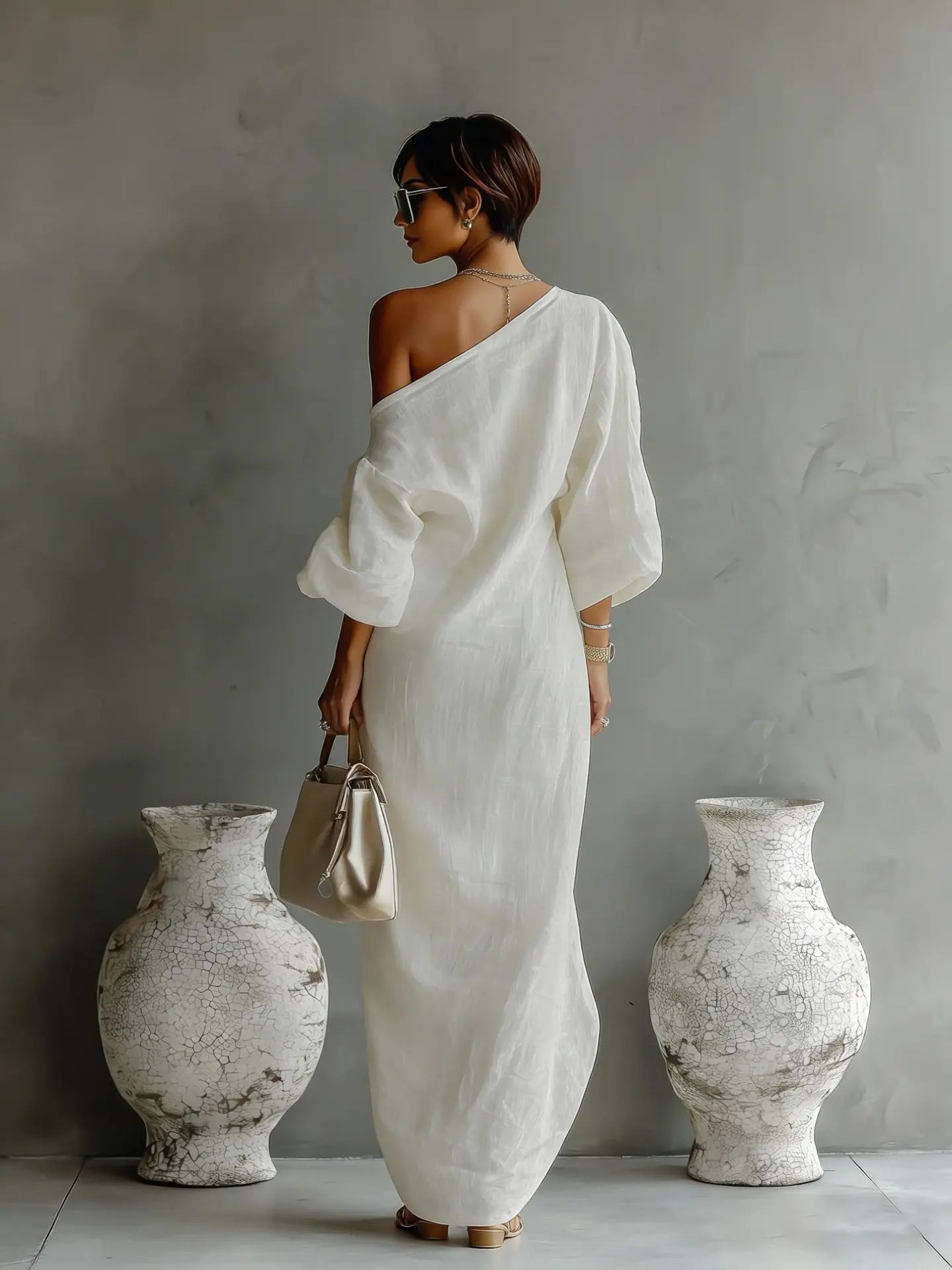 Women's Asymmetrical Linen Maxi Dress
