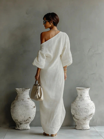 Women's Asymmetrical Linen Maxi Dress