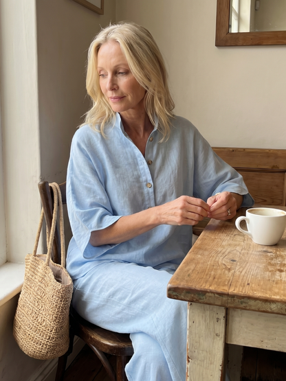 Women's Band-Collar Tunic Set