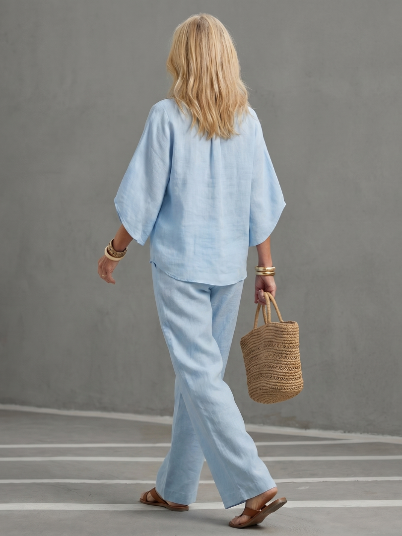 Women's Band-Collar Tunic Set