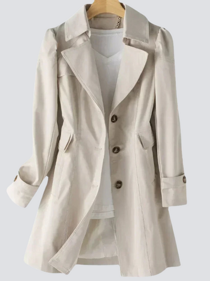 Women's Beige Trench Coat with Modern Design