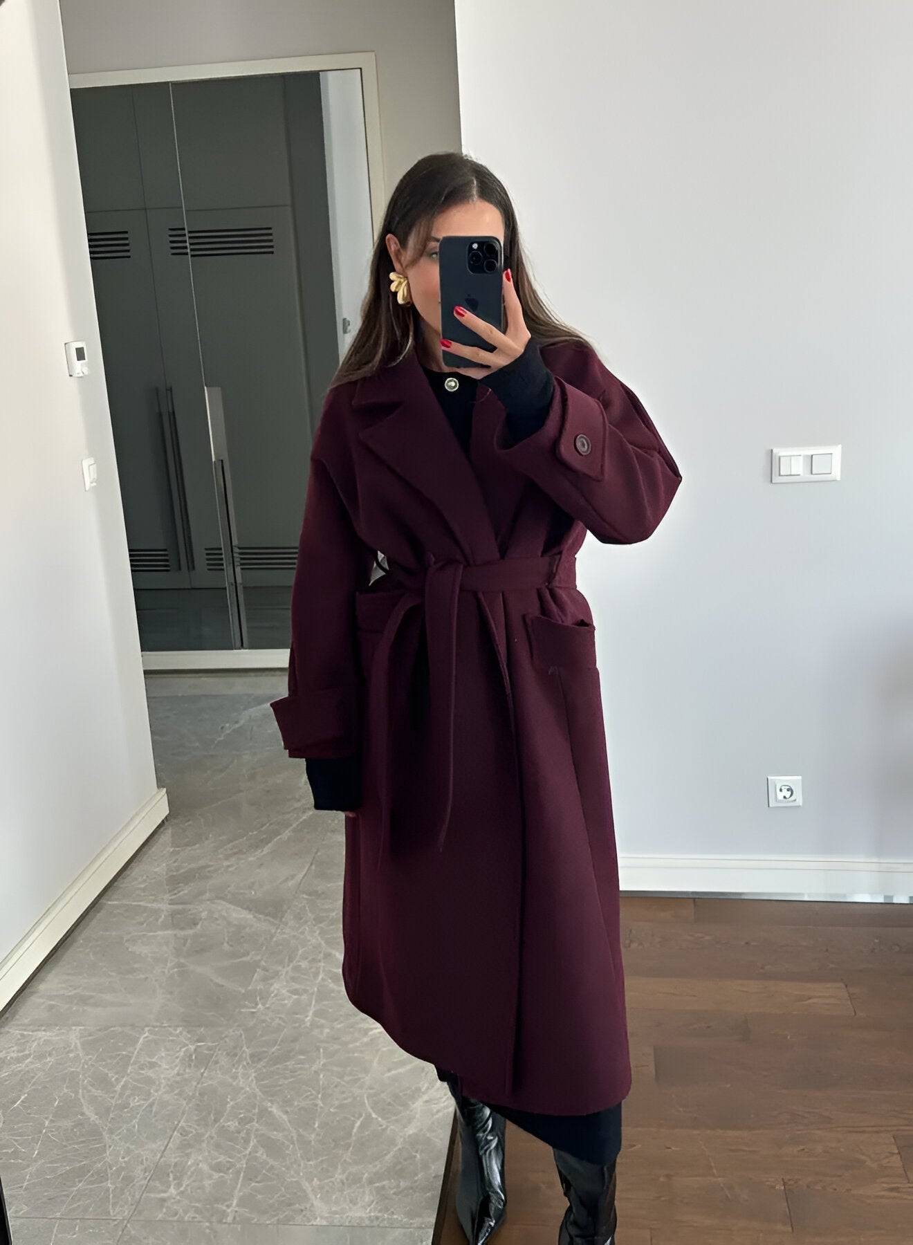Women's Belted Long Winter Coat