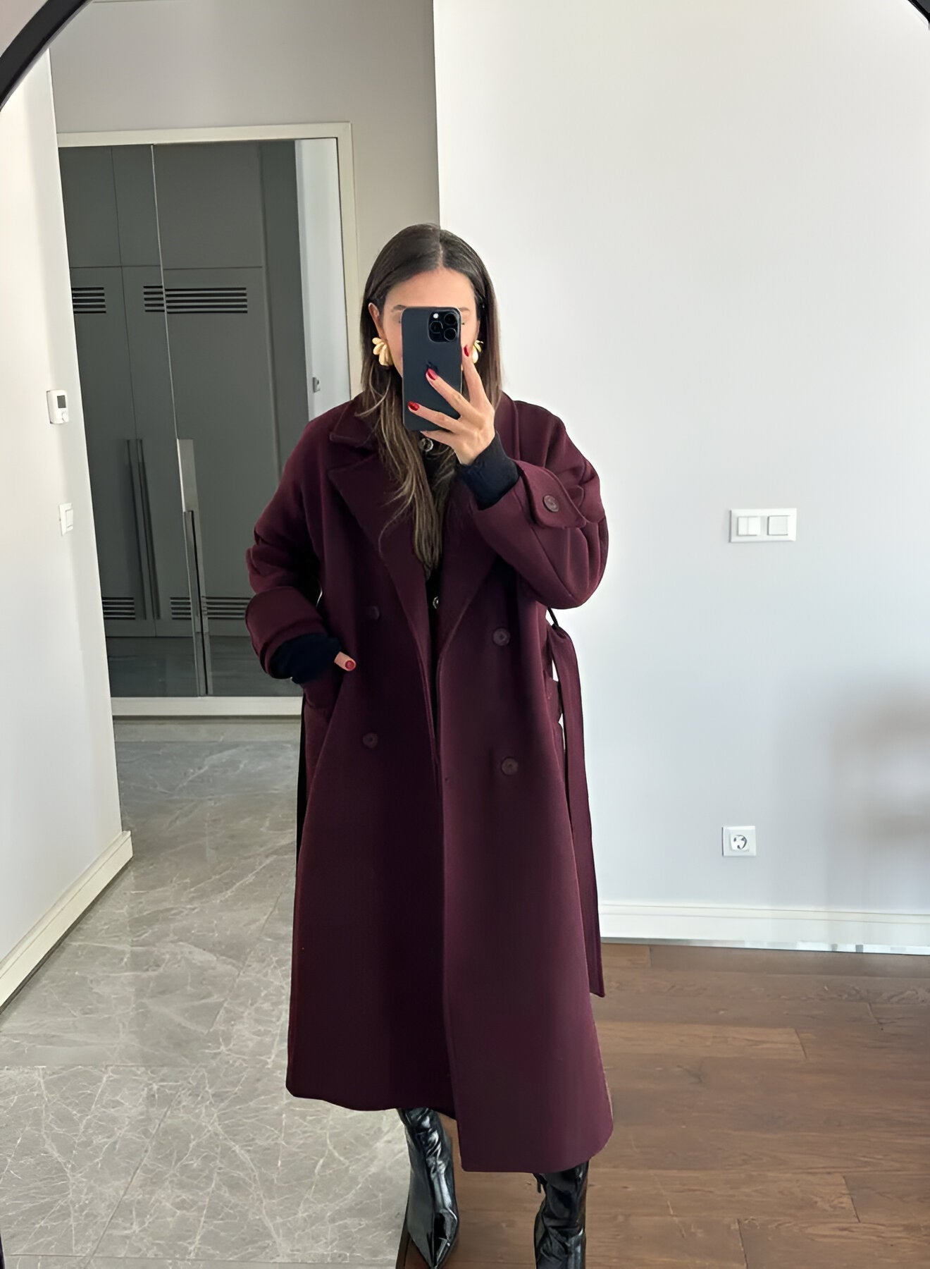 Women's Belted Long Winter Coat
