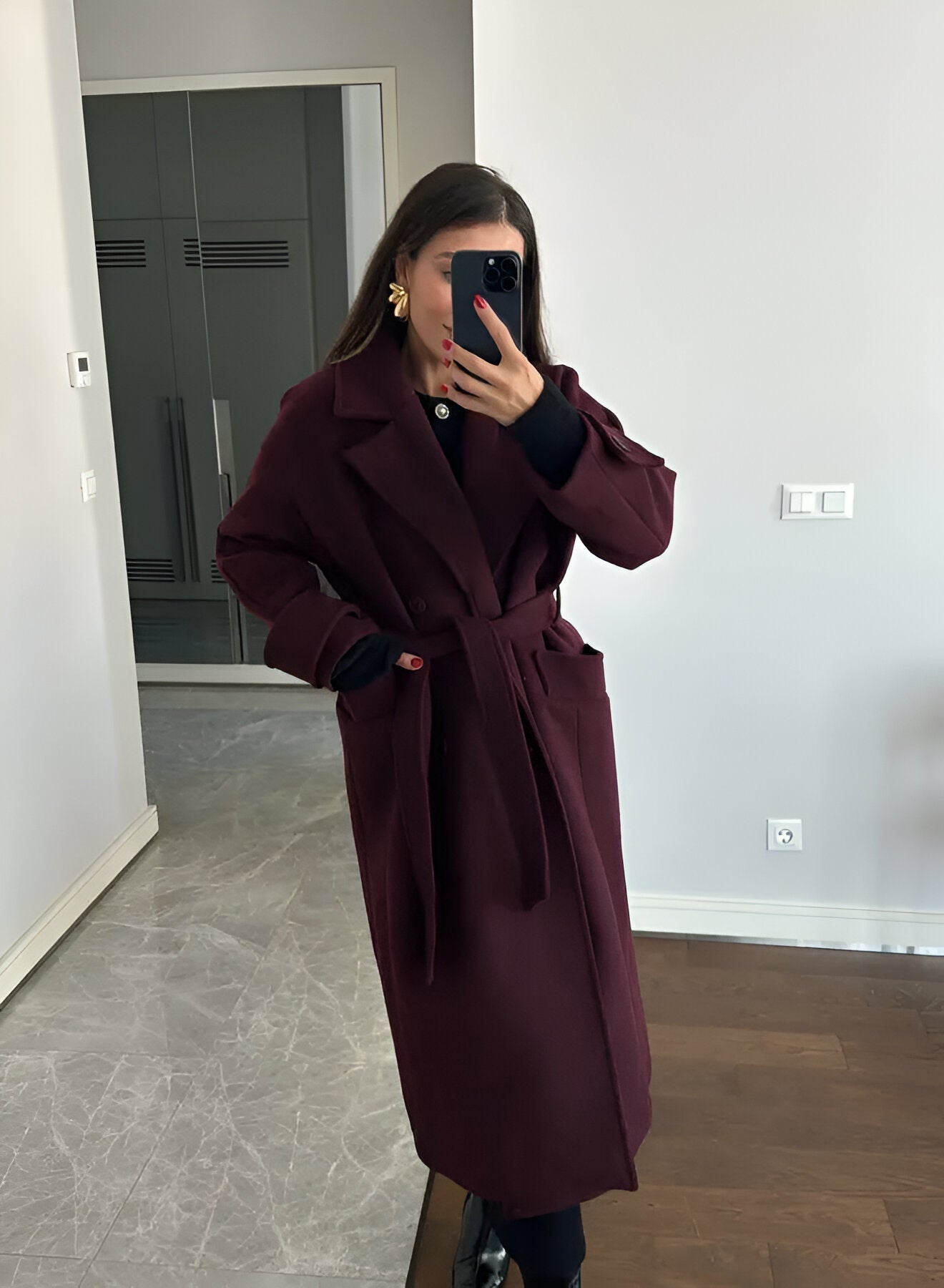 Women's Belted Long Winter Coat