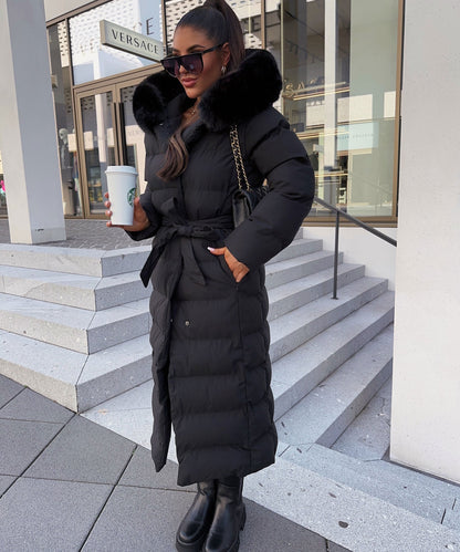 Women's Belted Winter Puffer Coat