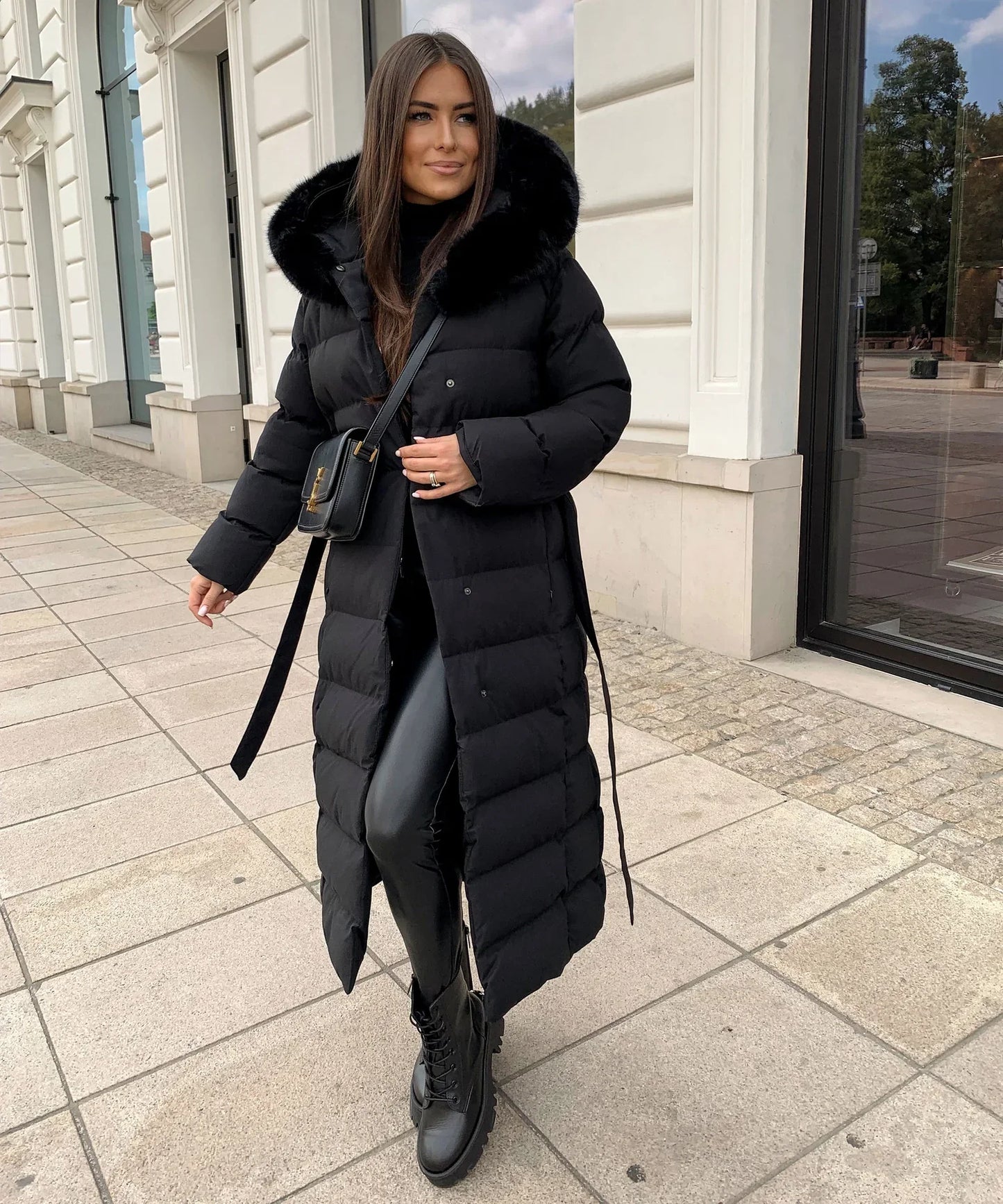 Women's Belted Winter Puffer Coat