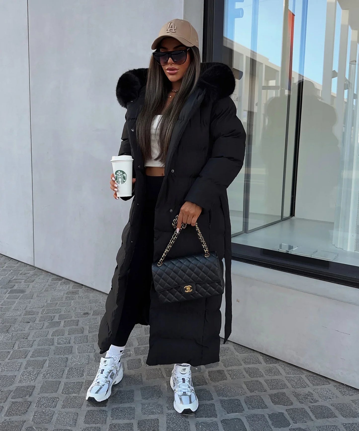 Women's Belted Winter Puffer Coat