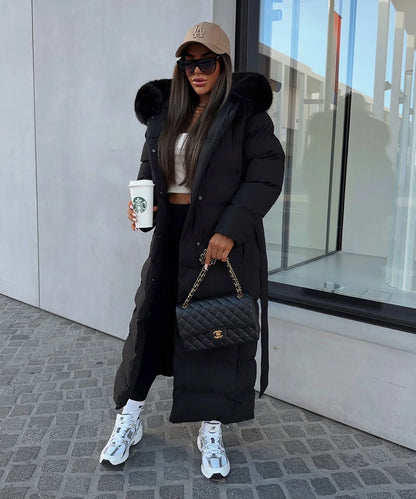 Women's Belted Winter Puffer Coat