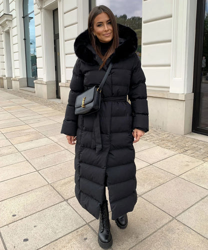 Women's Belted Winter Puffer Coat