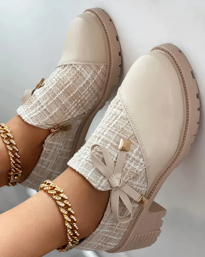 Women's Block Heel Mary Jane Shoes with Side Zip