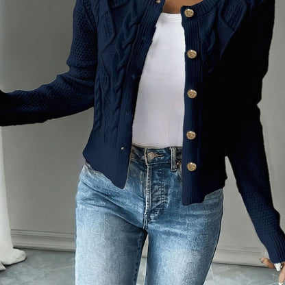Women's Cable-Knit Button-Front Cropped Cardigan