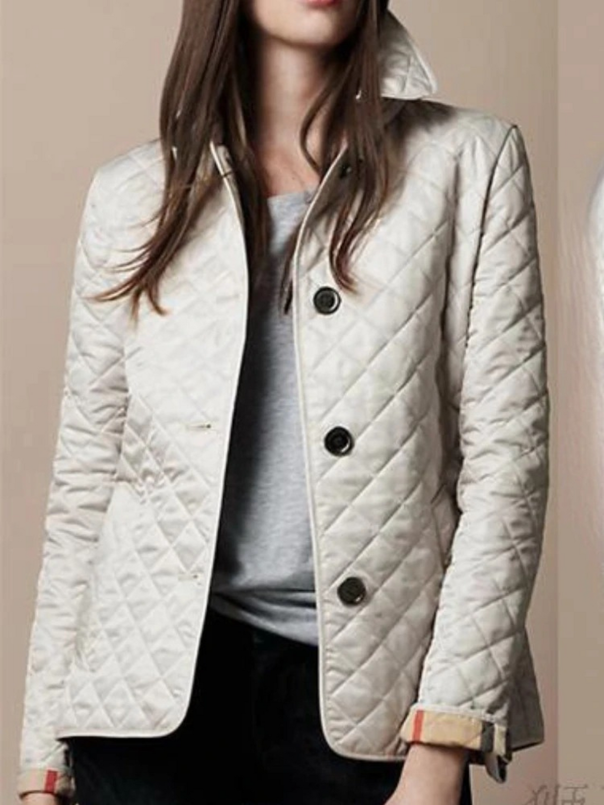 Women's Casual Quilted Jacket with Turn-Down Collar