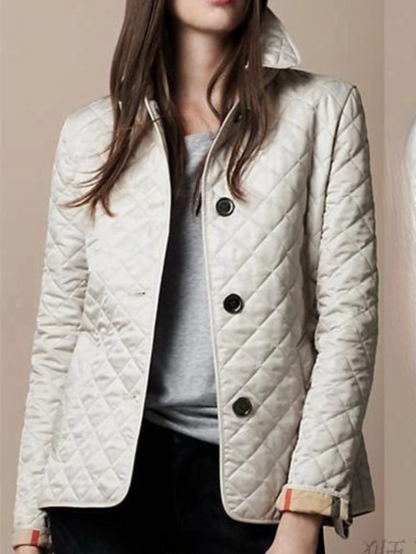 Women's Casual Quilted Jacket with Turn-Down Collar