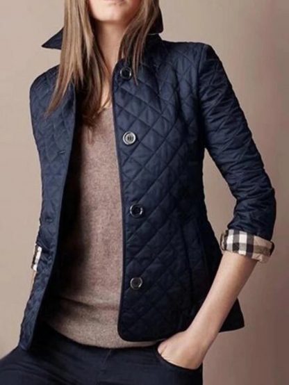Women's Casual Quilted Jacket with Turn-Down Collar