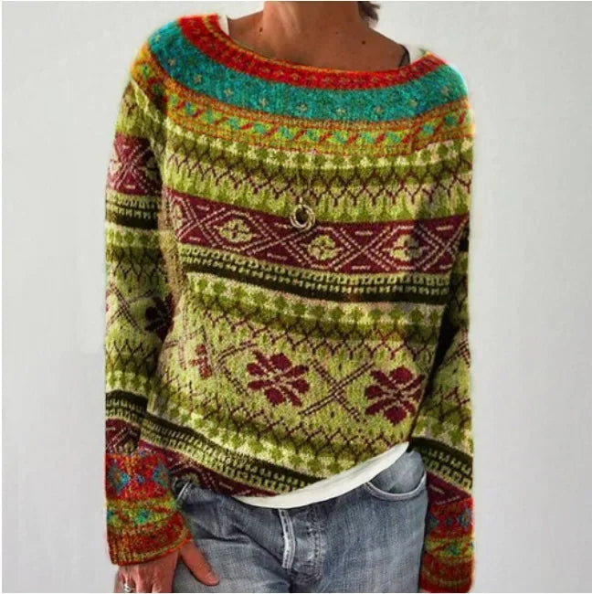 Women's Crew Neck Fair Isle Sweater