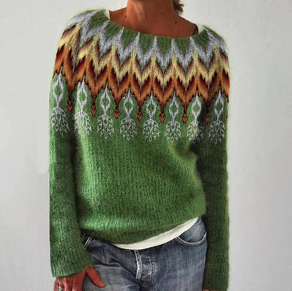 Women's Crew Neck Fair Isle Sweater