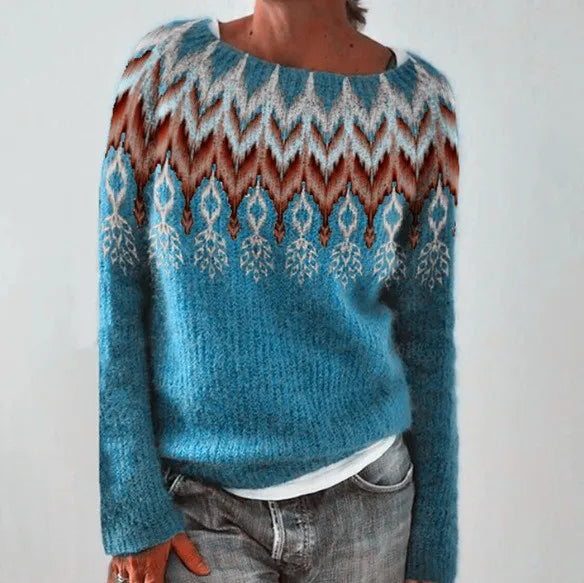 Women's Crew Neck Fair Isle Sweater