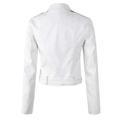 Women's Cropped Moto Zip-Up Faux Leather Jacket