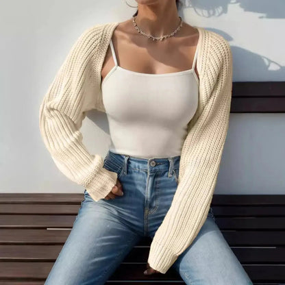 Women's Cropped Open-Front Ribbed Knit Shrug